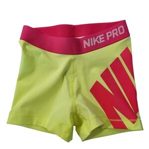 Nike Neon Yellow and Hot Pink Pro Compression Shorts